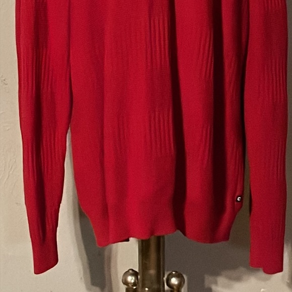 Vintage 1970 XL Chaps red long sleeve mock collar 1/4 zip pullover sweater - Picture 5 of 15
